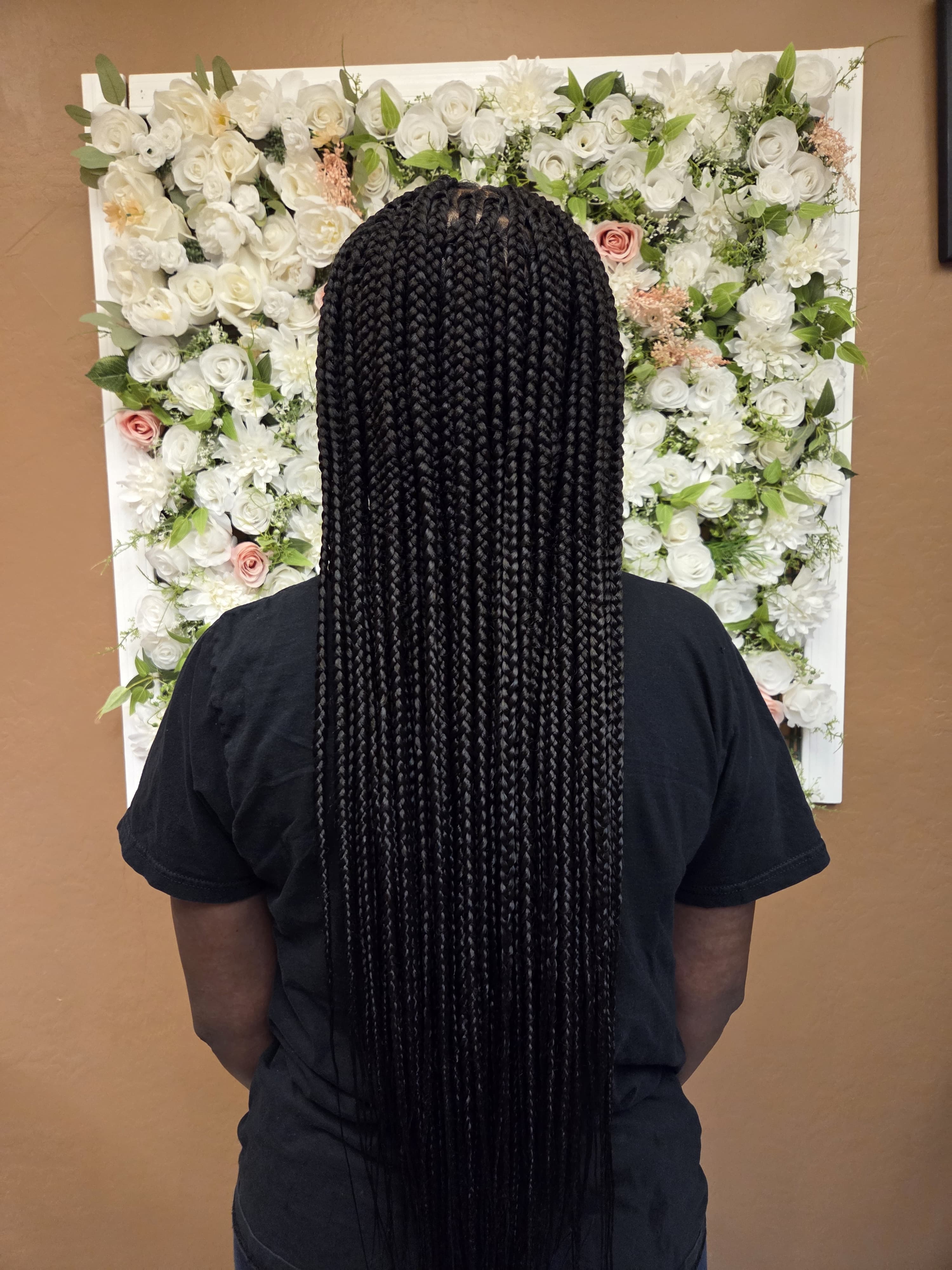 Box braids at Eva's African Hair Braiding Salon in Chandler, AZ